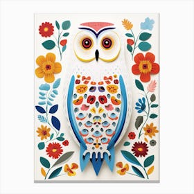 Scandinavian Bird Illustration Snowy Owl 3 Canvas Print