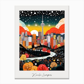 Poster Of Kuala Lumpur, Illustration In The Style Of Pop Art 1 Canvas Print