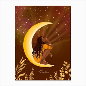 Girl in the Moon Canvas Print