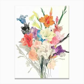 Gladiolus 1 Collage Flower Bouquet Canvas Print