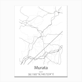 Murata,Japan Minimalist Map Canvas Print