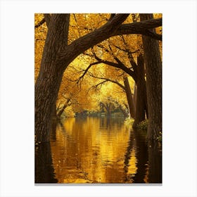 Autumn Trees In The River 1 Canvas Print