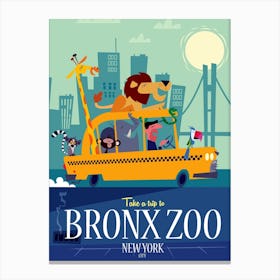 Bronx Zoo Nyc Poster Green & Blue Canvas Print
