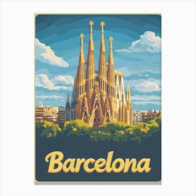 Aihrgdesign A Vintage Travel Poster Of Barcelona Featuring Th 491a99a4 E9aa 4e0b B422 212a0f09cf79 0 Canvas Print