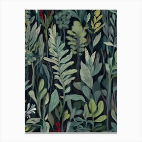 Seamless Pattern With Plants And Flowers Canvas Print