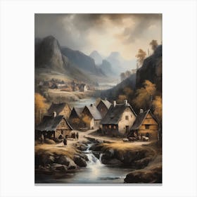 In The Wake Of The Mountain A Classic Painting Of A Village Scene (30) Canvas Print