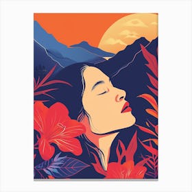 Asian Girl With Flowers 2 Canvas Print