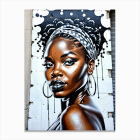 Graffiti Mural Of Beautiful Black Woman 404 Canvas Print