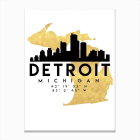 Detroit Michigan Silhouette City Skyline Map Canvas Print