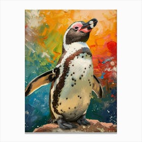 Galapagos Penguin Volunteer Point Colour Block Painting 1 Canvas Print