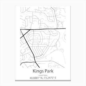 Kings Park West,United States Minimalist Map Canvas Print