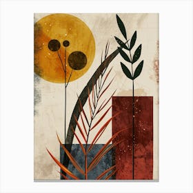 Abstract Painting plant and sun Canvas Print