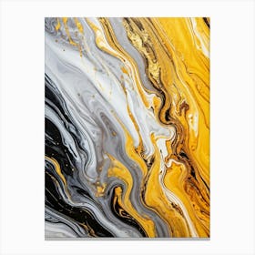 Abstract Texture On A Wall Swirling Pattern Of Fluid Gold Silver Yellow Grey And Black Resembli (6) Canvas Print