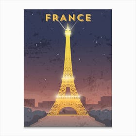 France, Paris — Retro travel minimalist poster Canvas Print