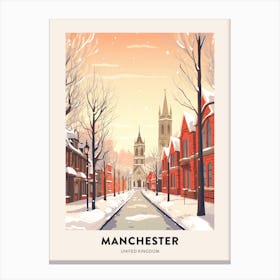 Vintage Winter Travel Poster Manchester United Kingdom 9 Canvas Print