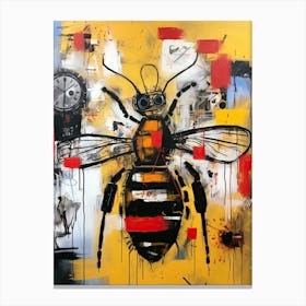 Graffiti Hive Dreams: Bee Robot's Journey Canvas Print