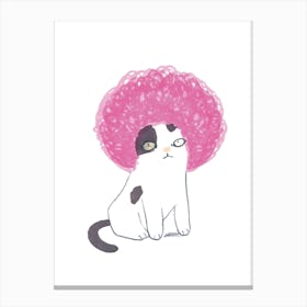 Cat With A Pink Wig Canvas Print