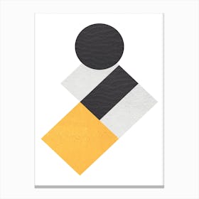 Yellow Grey and Black Rectangles with Circle Abstract Canvas Print