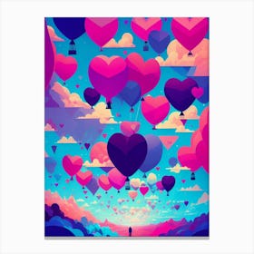 Heart Balloons In The Sky 2 Canvas Print