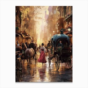 Carriages On The Street Canvas Print