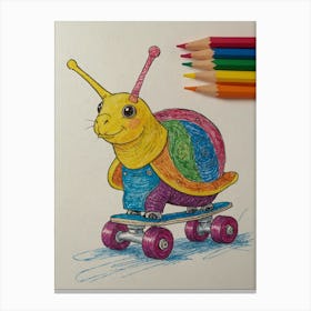 Snail On Skateboard 3 Canvas Print