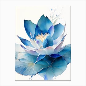 Blue Lotus Watercolour 3 Canvas Print