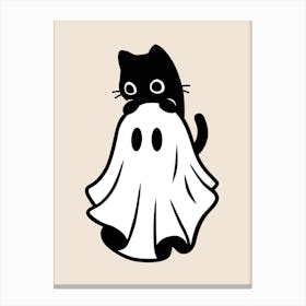 Ghost Cat Hand Drawing Illustration Canvas Print