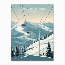 Poster Of Stowe Mountain Resort   Vermont, Usa, Ski Resort Illustration 2 Canvas Print