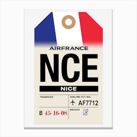 Nice (NCE) France Vintage Airline Luggage Tag Canvas Print