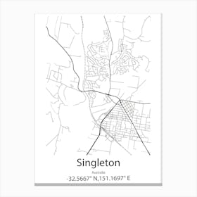 Singleton,Australia Minimalist Map Canvas Print