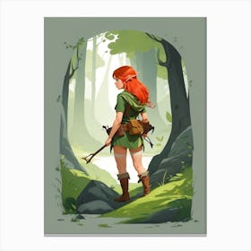 Dreamshaper V7 Illustration Of A Redhead Elf Woman Ranger With 0 Canvas Print