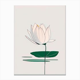 Blooming Lotus Flower In Lake Minimal Line Drawing 1 Canvas Print