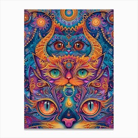 Psychedelic Cats Canvas Print