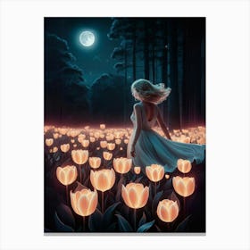 Tulips In The Night Canvas Print