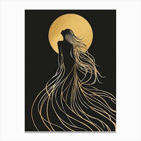 Golden Woman In The Moonlight Canvas Print