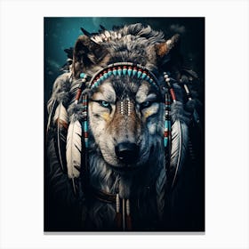 Mexian Wolf Native American 2 Canvas Print