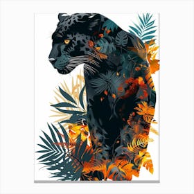 Double Exposure Realistic Black Panther With Jungle 10 Canvas Print