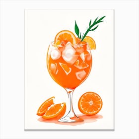 Aperol With Ice And Orange Watercolor Vertical Composition 17 Canvas Print