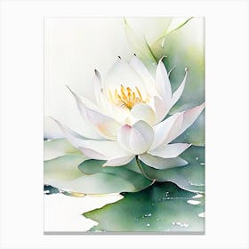 White Lotus Watercolour Canvas Print