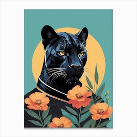 Floral Black Panther Portrait In A Suit (29) Canvas Print