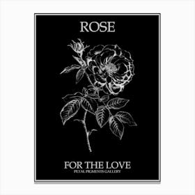 Black And White Rose Line Drawing 4 Poster Inverted Canvas Print