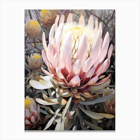 Protea 4 Flower Painting Canvas Print