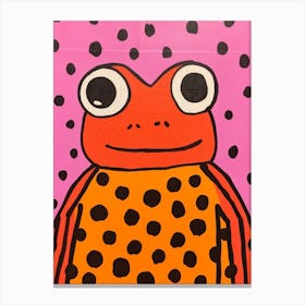 Pink Polka Dot Frog 2 Canvas Print