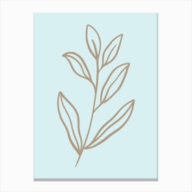 Leaf On A Blue Background Canvas Print