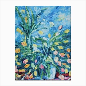 Tulip Floral Print Bright Painting Flower Canvas Print