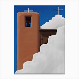 The Brown Bell Tower Santorini Canvas Print