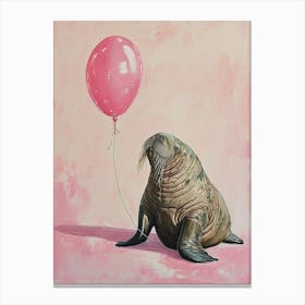 Cute Walrus 1 With Balloon Canvas Print