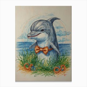 Dolphin In The Grass Canvas Print