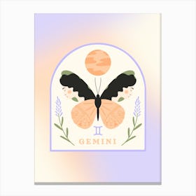 Zodiac Butterfly Gemini Canvas Print