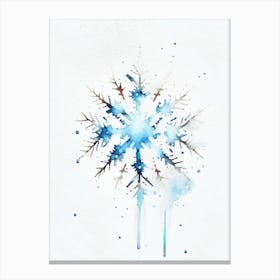Crystal, Snowflakes, Minimalist Watercolour 4 Canvas Print